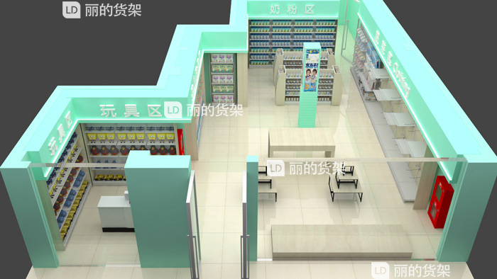 丽的母婴店货架效果图